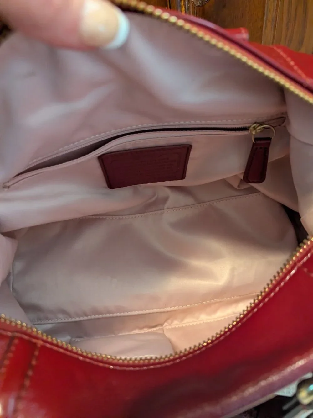 Coach Ashley Red/Burgundy Patent Satchel Bag